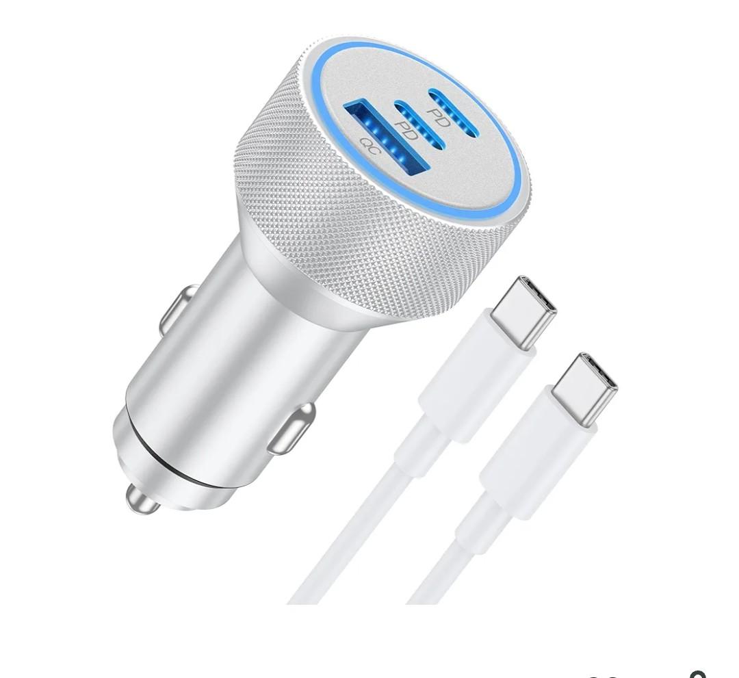 for iPhone 15/16 Pro Max Car Charger, 67W 3-Port Fast USB C Car Charger Power Cigarette Lighter Adapter with 3FT USB C to C Cable for iPhone 15/16/Pro Max/Plus/16e, iPad Pro/Air/Mini