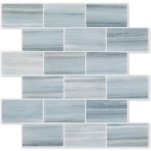 Tilingview 10PCS Peel and Stick Backsplash for Kitchen, Self-Adhesive Vinyl Gel Subway Tile, Wall Tile for Home Decoration (Blue Gray Subway)