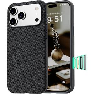 Vnnink Magnetic for iPhone 17 Pro Case (Compatible with MagSafe) (Camera Control Button) Technical Fabric Nylon Phone Case for iPhone 17 Pro, Shockproof Military Drop Protection,Grayish Black