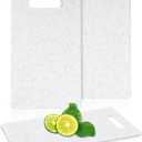 Lounsweer 2 Pcs Small Cutting Board for Kitchen Mini Plastic Cutting Board Set Bar Dishwasher Safe Granite Color Food for Camping Food Fruits Prep Vegetables Easy Grip(6" x 10",White)