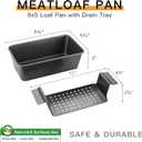 HONGBAKE 4 Pack Meatloaf Pan with Drain Tray, 9 x 5 Inches Loaf Pans with Insert, Nonstick Meat Loaf for Baking, Grey