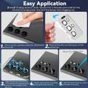 CloudValley for Samsung Galaxy S24 Ultra Camera Lens Protector, 9H Tempered Glass & Ultra-Thin Aluminum Alloy Individual Lens Screen Protective Cover for S24 Ultra 5G 2024, Black