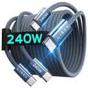 LISEN 240W USB C to USB C Cable for iPhone 16 15 Charger Cord Type C Charger Fast Charging Cord USB C Cable for iPhone 16e iPad MacBook Air Pro Samsung Z Fold 7 S25 Switch 2, 6.6FT/2 Pack/Midnight