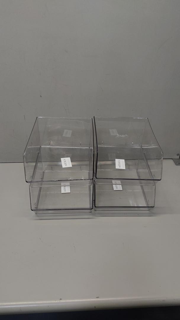 mDesign Clear Stackable Plastic Storage Bins, 11"L x 7.5"W x 5"H ,4 pieces