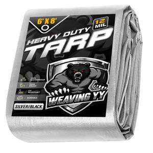 WEAVING YY Tarps Heavy Duty Waterproof 20'x40', 12 Mil Thick-Silver/Black