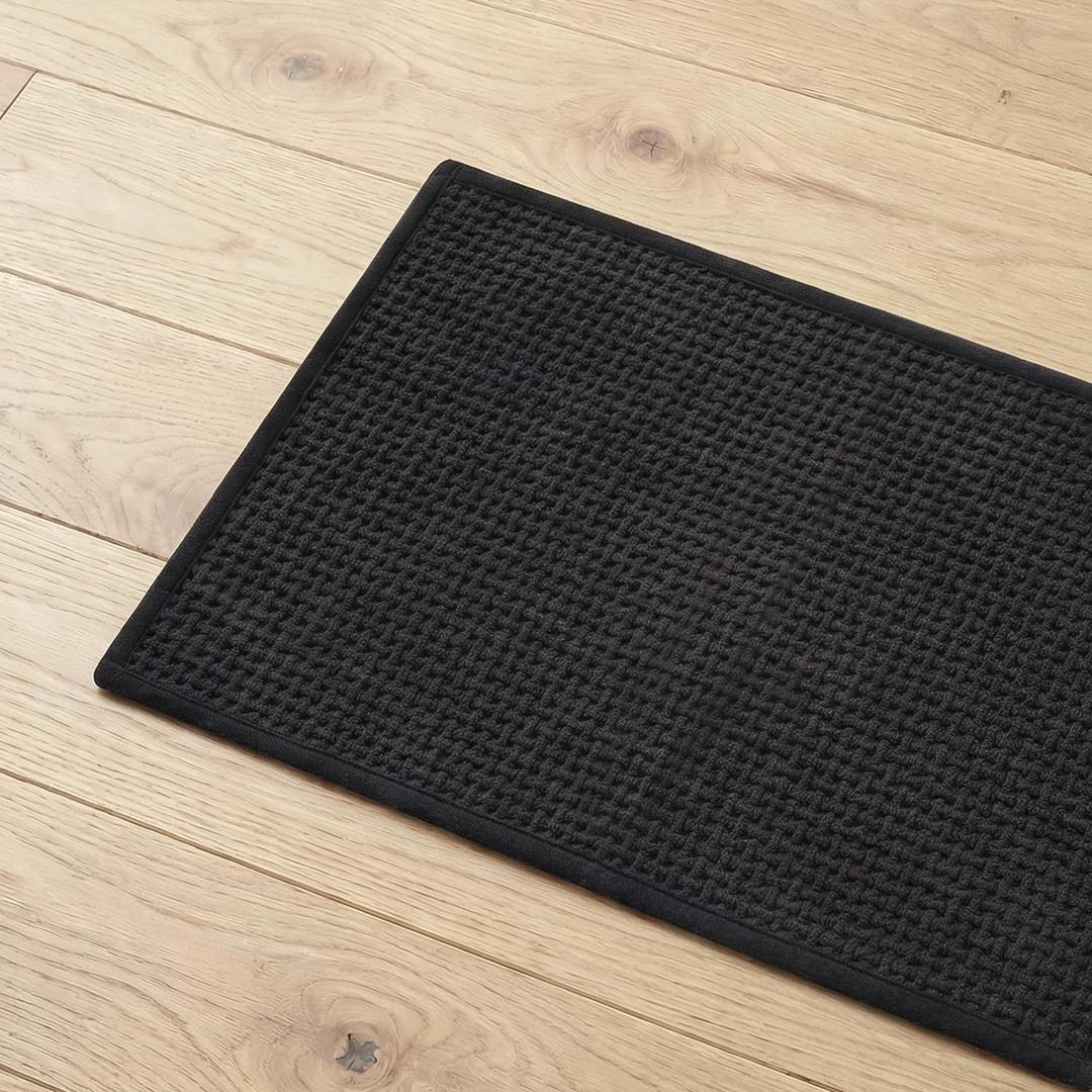 Bathroom Rugs Non Slip Washable, Super Absorbent Thin Bath Mat for Small Quick Dry Low Pile Bathroom Rug, (Black, 47x20) (1'8" x 3'11" (47x20))