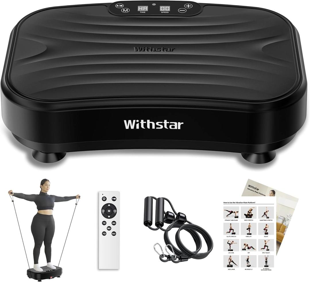 Vibration Plate Exercise Machine,Vibration Plate Platform for Lymphatic Drainage Whole Body Vibration Plate Machine Helps Weight Loss Shaping 330lbs 110V~240V (Black)