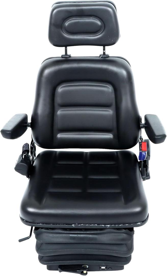 Suspension Seat Adjustable Backrest Headrest Armrest Replacement for Tractor Forklift Excavator Skid Loader