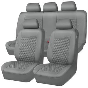 CAR PASS Quilting Faux Leather Seat Covers Full Set, Waterproof Deluxe PU Premium Auto Seat Cover, Breathable Seat Covers Universal Fit for Most Sedan SUV Van Small Truck, Airbag Compatible All Gray