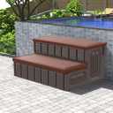 Hot Tub Steps, Outdoor Spa Steps with Storage, Non-Slip & Sturdy Hot Tub Stairs, 36 Inches Long, Coffee/Grey