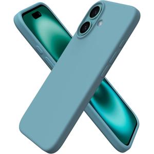 ORNARTO Compatible with iPhone 16 Case 6.1", Slim Liquid Silicone 3 Layers Full Covered Soft Gel Rubber Shockproof Phone Case, Protective Cover with Anti-Scratch Microfiber Lining-Cactus