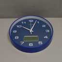 TIMESS Wall Clock, 10" Dial Non-Ticking Silent Battery Operated Analog with LCD Display for Perpetual Calendar and F Temperature, Ideal Modern Home, Bedroom, Kitchen, Office Decor (Blue)