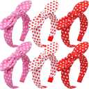 Suncalla 6 Pcs Mother's Day Bow Headbands for Women Red Pink White Heart Knotted Headband Bunny Ear Heart Hairband for Mom Women Mother's Day Hair Accessories