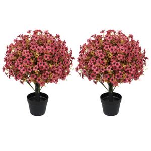 Aoutyers 24" Artificial Fall Potted Plants Outdoor, Faux Mums Flowers 2 Pcs