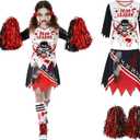 Morph Zombie Cheerleader Costume For Girls, Zombies Cheerleader Costume For Girls, Halloween Costumes For Kids (Small)