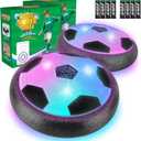 Ocditikl 2 Pack Hover Soccer Ball with 8 Pcs Batteries, Air Floating Soccer Toy with LED Lights & Foam Bumper, Indoor Games for Kids 4-8-12, Birthday Toys for 3 4 5 6 7 8 9 Year Old Boys Girls