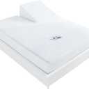 Split Head King Size Mattress Protector Waterproof, for Adjustable Bed, 34" Top Split from Head, Smooth Top, Breathable Skin Friendly and Noiseless Fitted Sheet, Viscose Terry Mattress Cover, White