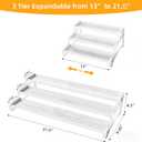 3-Tier Spice Rack Organizer, 13"-21.5" Expandable Spice Organization Shelf, Metal Seasoning Organizer for Kitchen Countertop or Pantry, Slip-Resistant Design for Jars and Bottles, White (Blue, M)