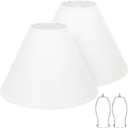 White Lamp Shades Set of 2, Empire Large Lamp Shades for Table Lamps Floor Lamps, 6" Top x 16" Bottom x 10.8" High, Natural Linen Lampshades Replacement, Spider, Harp Holders Included, Easy Assembly