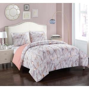 Pop Shop Marble Comforter Set, Full/ Queen, Rose Gold