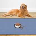 48" x 32" Largest Pet Food Mat, XXXL Silicone Dog Mats for Food and Water, Nonslip Pet Feeding Mats for Floors,Dog Cat Bowl Mat with Raised Edges, Lake Blue