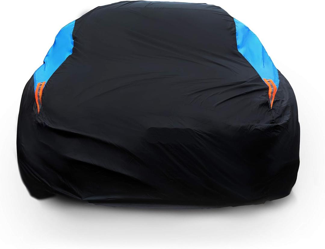 MORNYRAY Waterproof Car Cover All Weather Snowproof UV Protection Windproof Outdoor Full car Cover, Universal Fit for Sedan (Fit Sedan Length 194-206 inch, Blue) (A5-Fit Sedan Length 194-206 inch)