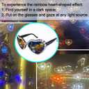 Pearl-Studded Heart Diffraction Glasses for Women, Diffraction Fashion Party Glasses Turn the Light Into Rainbow Heart Shape for Rave/Concert/Disco/Festivals/Bar Night Club/Fireworks Show