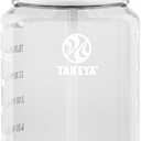 Takeya Tritan 64 oz Motivational Water Bottle with Straw Lid - Durable, BPA-Free - With Time Marker - Leakproof & Non-Slip Bumper - Cloud White