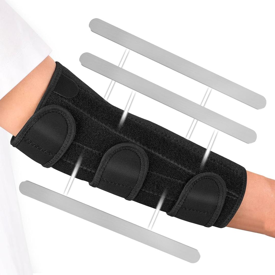 Elbow Brace, Cubital Tunnel Elbow Brace, Elbow Splint for Sleeping Tendonitis, Ulnar Nerve Entrapment Brace Fit Women & Men, Right & Left Arm (S)