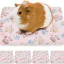 Tuanse 4 Pack Ultra Soft Dog Cat Bed Mat with Cute Print Reversible Fleece Dog Crate Kennel Pad Cozy Washable Thickened Hamster Guinea Pig Pet Bed Mat for Small Animal (13 x 10 Inches,Light Brown) (as shown on the picture)