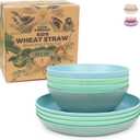 Grow Forward Wheat Straw Kids Plates and Bowls Sets - 8-Piece Unbreakable Dishwasher & Microwave Safe Plastic Plates for Kids - Reusable Non Toxic BPA-Free Dinnerware for Children - Rainforest