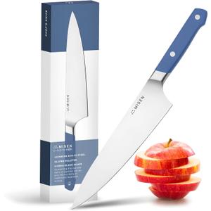 Misen 8" Chef Knife  High Carbon Japanese AUS-10 Stainless Steel  Hybrid German & Japanese Blade  Precision Kitchen Knife for Professionals & Home Cooks  Ultimate Cutting Performance - Blue