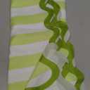 Whaline Scalloped Edge Green Striped Tablecloth Waterproof Fabric Tablecloth Rectangle Table Cover for Home Kitchen Table Decoration, 55 x 70 Inch (Light Green & White)