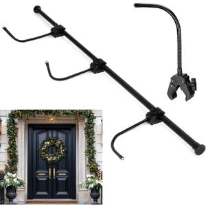 Geelin Front Door Garland Hanger for Christmas Adjustable Wreath Hanger Suitable for Different Doors with No Nails or Screws Heavy-Duty Cast Iron for Holding Christmas Wreaths Decor(27.6" - 47.2")