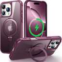 CHAOFEnG Magnetic Compatible with iPhone 16 Pro Max Case with Stand [Military Grade Drop Tested][Compatible with Magnet] Ring Translucent Slim Hard Back Soft Edge, Wine Red