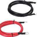 4 AWG Battery Cable 4FT 4 Gauge Pure Copper Battery Inverter Cables with 3/8 in Lugs Both Ends Power Inverter Wire Set for Automotive Solar Power Inverter Marine Boat RV Car Motorcycle (4 FT)