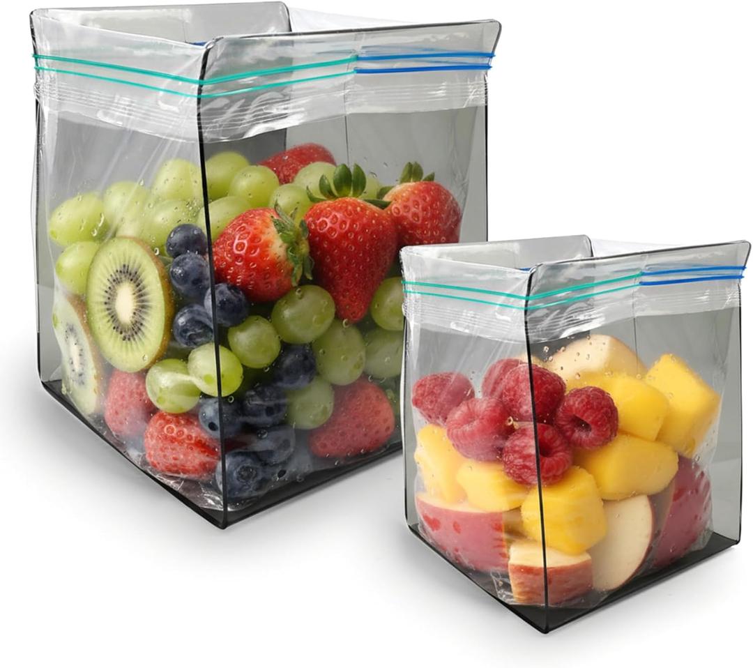 Ziplock Bag Holder, 2 Pack Acrylic Baggy Rack Holder for Food Prep Bag, Food Storage Bag Stand, Freezer Bag Stand, Hands-Free Food Storage Bag Stand for Quart & Gallon Sizes (Gray)