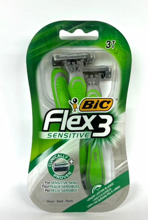 BIC Flex 3 Mens Disposable Razors With 3 Blades, For a Smooth and Comfortable Shave, 4 Piece Razor Kit for Men