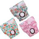 CuteBone Dog Diapers Female Washable Small Medium Large 3 Pack Reusable Doggie Diapers Puppy Period Pants for Doggy Heat Cycle Peeing D68XS
