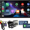 Naifay Double Din Car Stereo with Dash Cam | 7INCH Touchscreen Car Radio Receivers Support with Apple Carplay & Android Auto, Bluetooth, Backup Camera, Mirror Link, Voice Control, SWC, FM/USB/TF/AUX