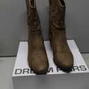 DREAM PAIRS Cowboy Boots for Women, Mid Calf Cowgirl Boots with Embroidery Round Toe Western Chunky Low Heel Shoes (11, Camel)