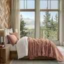 EverGrace Velvet Quilt Set King Size, Luxurious Soft Quilted Bedding Sets, Lightweight Velvet Comforter for All Season, Striped Channel Bedspread Coverlet with 2 Shams, Terracotta Clay