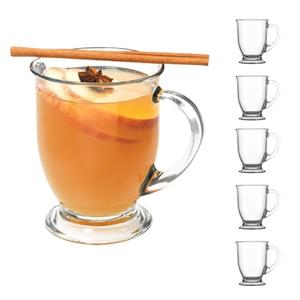 Anchor Hocking Café Glass Coffee Mugs, 16 oz, Set of 5