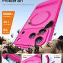 BXYJY for iPhone 17 Pro Magnetic Case with Kickstand, Camera Control, Compatible with MagSafe, Full Lens Protection, Military Grade Shockproof, Translucent Slim Thin Cover for iPhone 17 Pro, Hot Pink