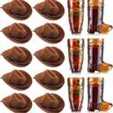 Hercicy 20 Pcs Mini Cowboy Hats and Boot Shot Glasses Cowgirl Decoration for Western Bachelorette Party Supplies(Brown)