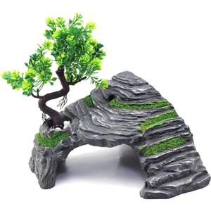Reptile Box Shelter Terrarium Hideout Caves Turtle Ramp Basking Platform Habitat Decor Humidify Hide Cave Resin Rock