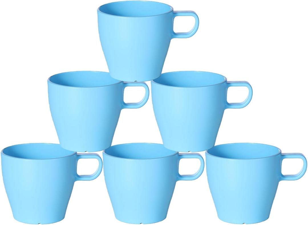 10 oz Coffee Cups Eco-Friendly, Shatter-Resistant Mug with Hanging Ears | Thickened Porcelain-Like Material | Suitable for Both Commercial and Home use(6-pack)(Blue)