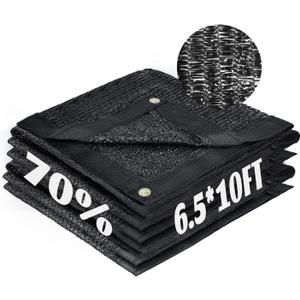 Cool Area 70% Sun Shade Cloth Mesh Tarp with Grommets for Plant Cover 6.5x10ft Patio Canopy Garden Pergola Greenhouse Car Barn Kennel Black
