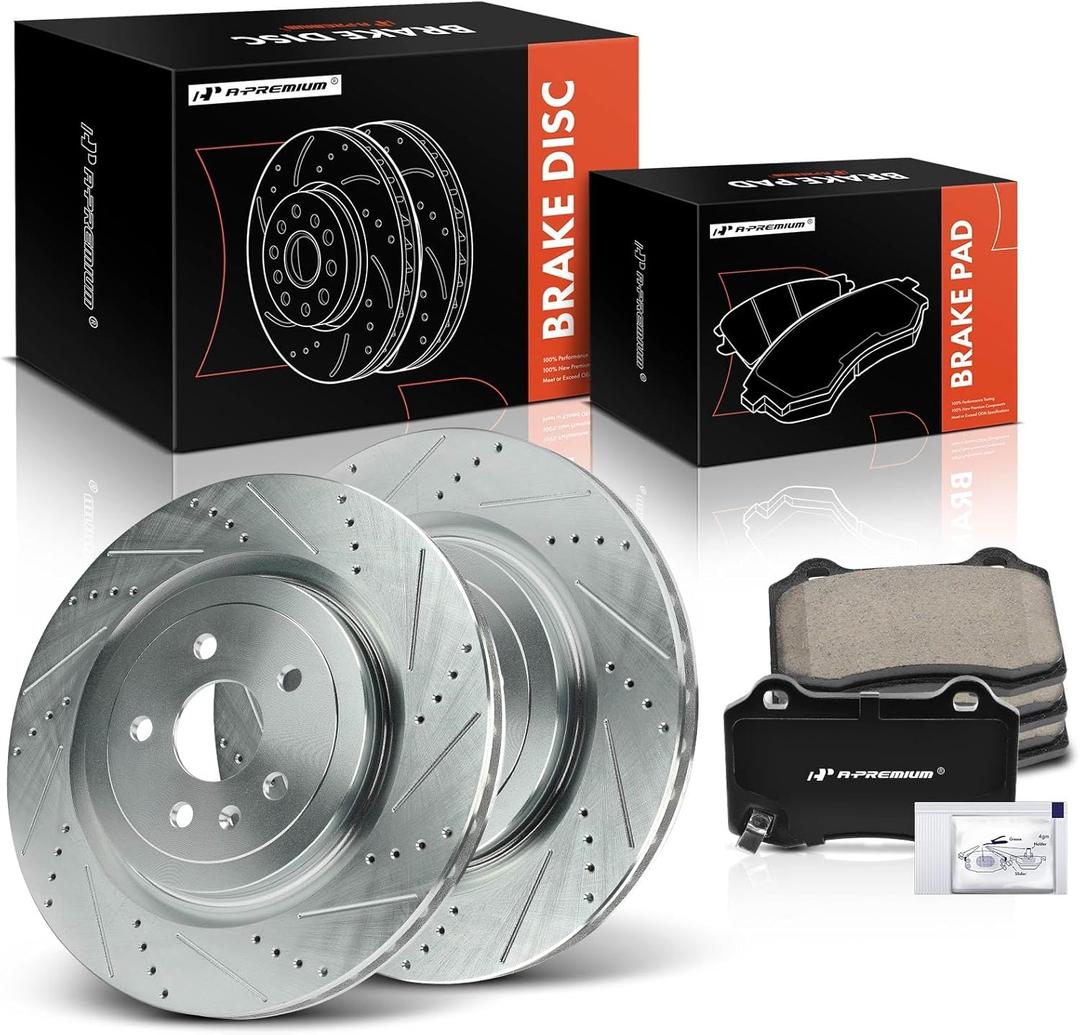 Rear Drilled and Slotted Brake Disc Brake Rotors 55163 14.37 inch / 365 mm Fit for CADILLAC CTS 2009-2014 2016-2019 | CHEVROLET CHEVY CAMARO 2010-2015 2017-2019