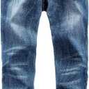 Boys' Denim Jeans, Ribbed Elastic Waist Cotton Pants for Kids (Blue, S)